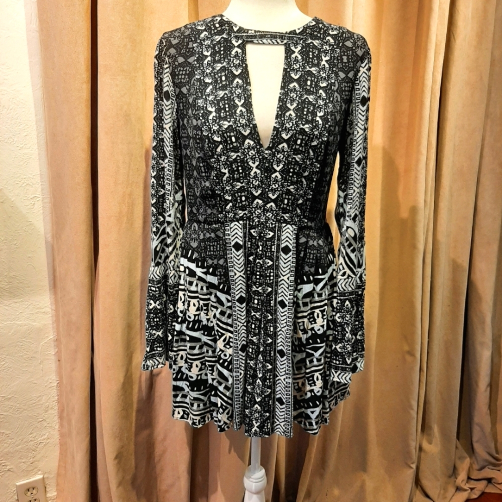 Free People Black and White Mini Dress
